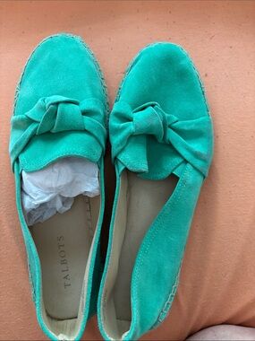 Talbots Green Suede Knot Espadrille Flats